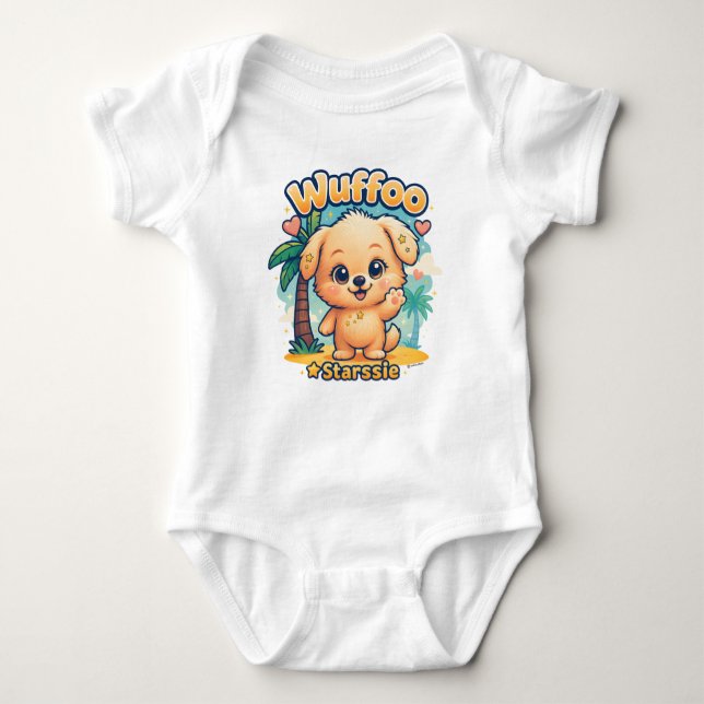 Wuffoo Starssie Kawaii Puppy Tropical Island T Shirt (Framsida)