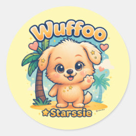 Wuffoo Starssie Kawaii Valp Tropisk Ö Runt Klistermärke