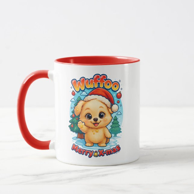 Wuffoo Starssie Merry X-mas Kawaii 3D Holiday Mugg (Vänster)