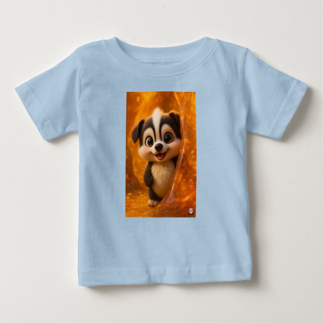 Wuffoo Surffie Cute Kawaii Puppy Amber T Shirt (Framsida)