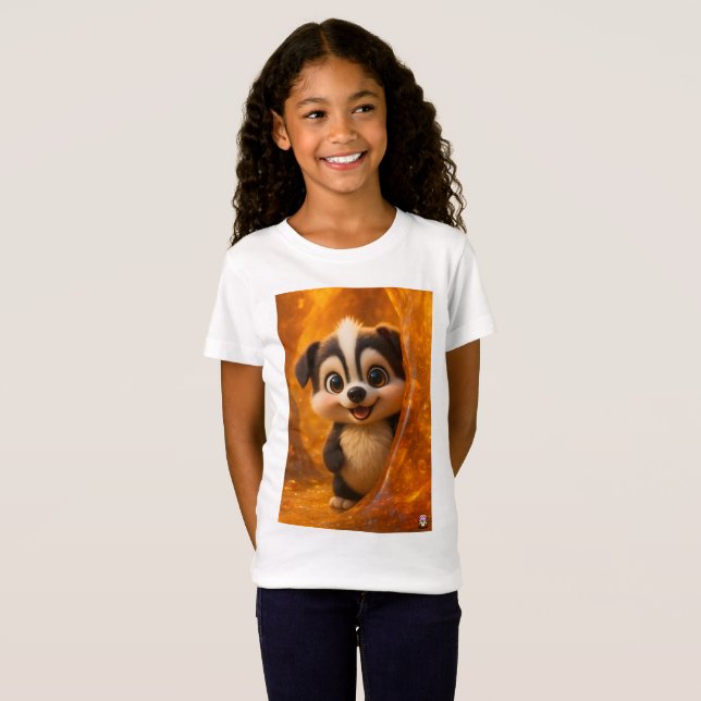 Wuffoo Surffie Cute Kawaii Puppy Amber T Shirt (Hel framsida)