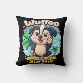 Wuffoo Surffie Cute Kawaii Puppy Tropical Island Kudde