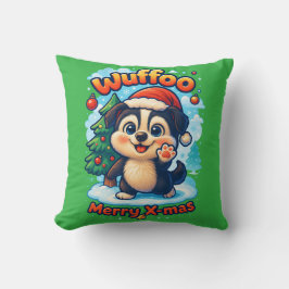 Wuffoo Surffie Glad jul Kawaii 3D Högtid Kudde