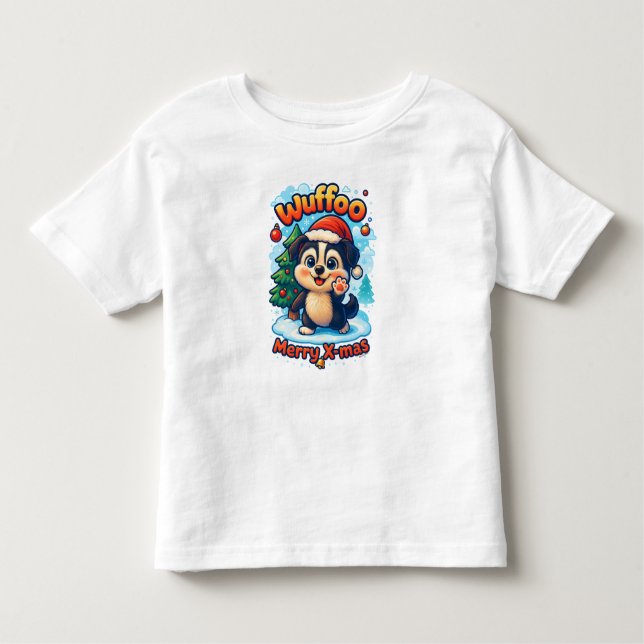Wuffoo Surffie Merry X-mas Kawaii 3D Holiday T Shirt (Framsida)