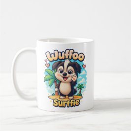 Wuffoo Surffie Söt Kawaii Valp Tropisk Ö Kaffemugg