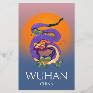 Wuhan China Dragon-reseaffisch Brevpapper