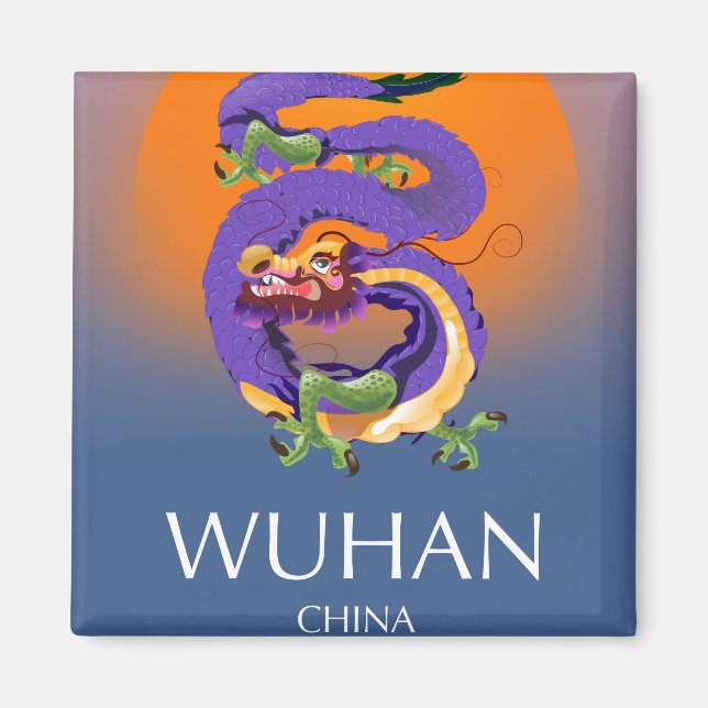Wuhan China Dragon-reseaffisch Magnet (Framsidan)