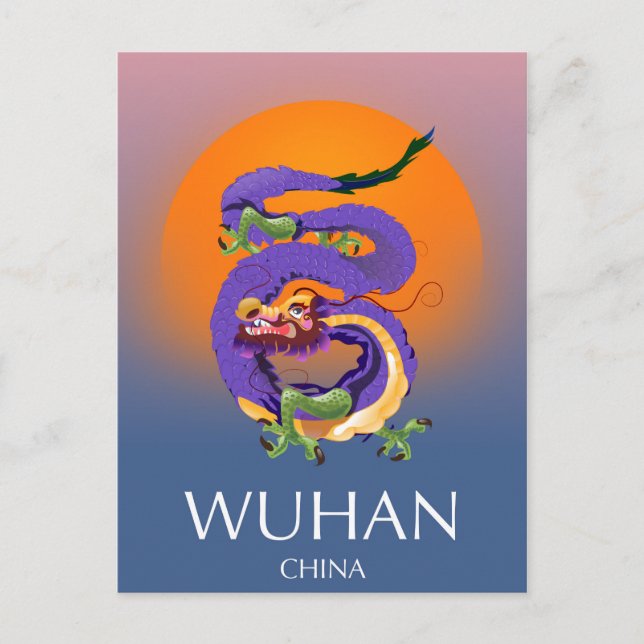 Wuhan China Dragon-reseaffisch Vykort (Framsida)