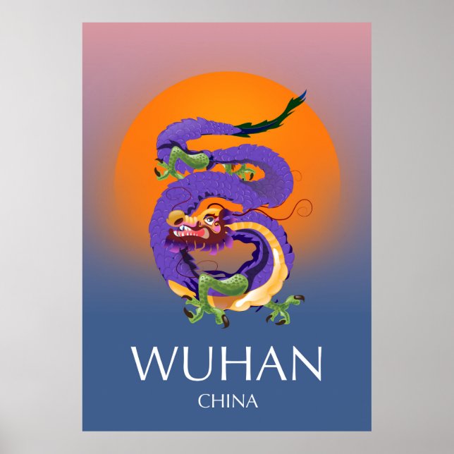 Wuhan China Dragon travel poster (Framsidan)