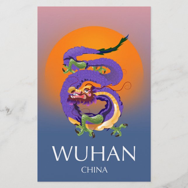 Wuhan Kina Drakon reseraffisch Brevpapper (Framsida)