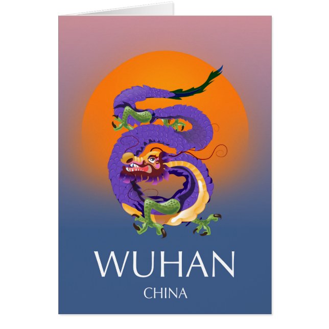 Wuhan Kina Drakon reseraffisch Hälsningskort (Framsidan)