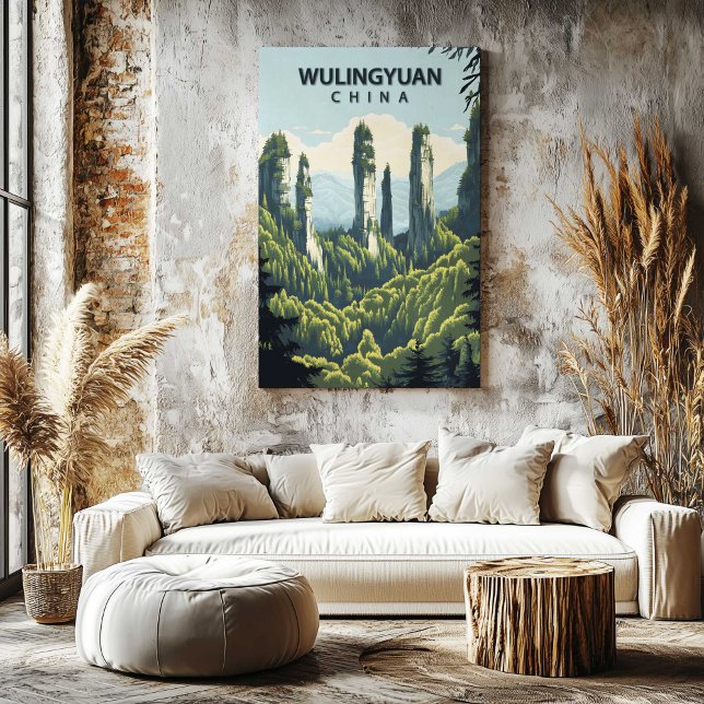 Wulingyuan Kina Canvastryck Resa Poster Konst (Wulingyuan China Canvas Print Travel Poster Art by TinkPrints
)