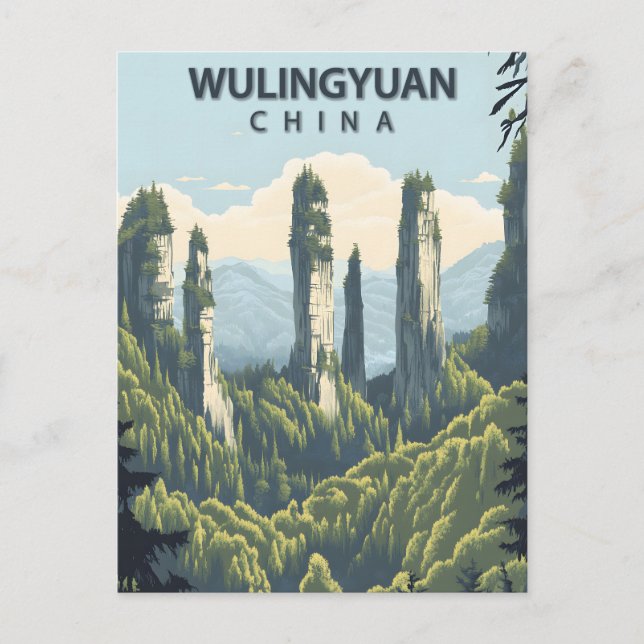 Wulingyuan Kina Vintage Resa Vykort (Framsida)
