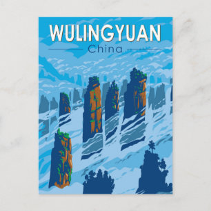 Wulingyuan natursköna område Kina Resa Konst Vinta Vykort