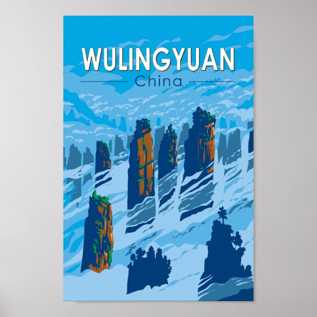 Wulingyuan Scenia Area China Travel Art Vintage Poster (Framsidan)