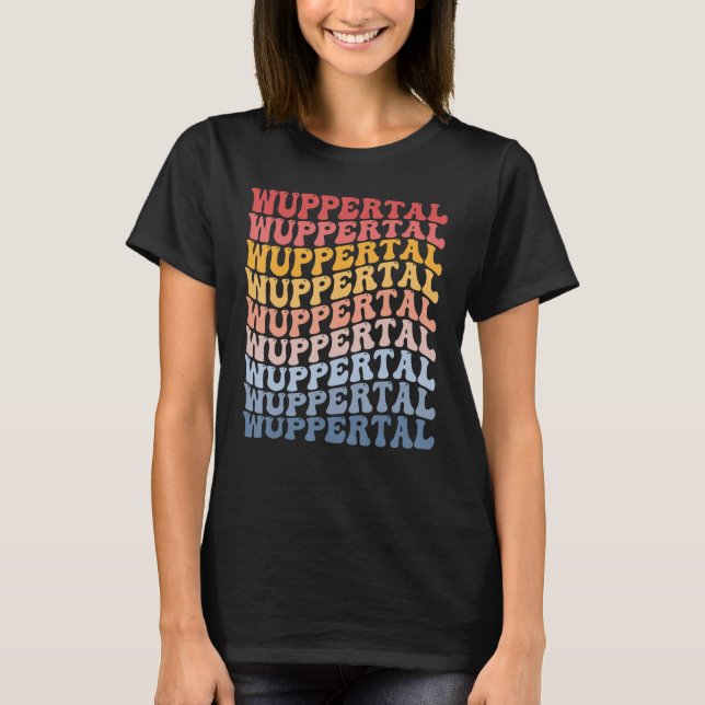 Wuppertal City Groovy Retro T Shirt (Framsida)