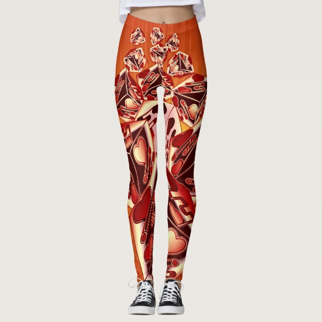 Würfel der Liebe mit Herzen Leggings (Framsida)