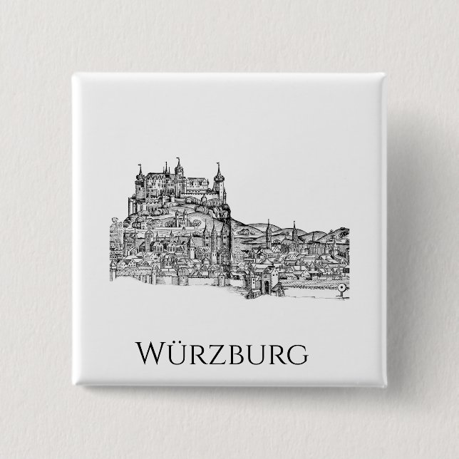 Würzburg Bayern Stadssiluett Minimalist Linjekonst Knapp (Framsida)