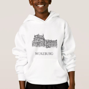 Würzburg Bayern Stadssiluett Minimalist Linjekonst T Shirt