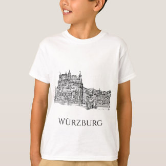 Würzburg Bayern Stadssiluett Minimalist Linjekonst T Shirt