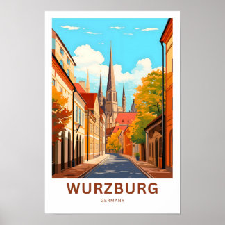 Wurzburg Tyskland Travel Print Poster