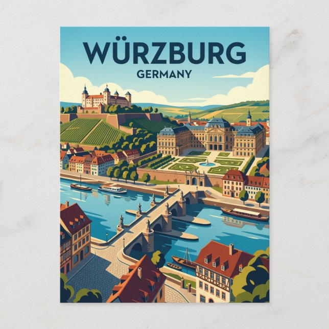Würzburg Tyskland Vykort (Framsida)