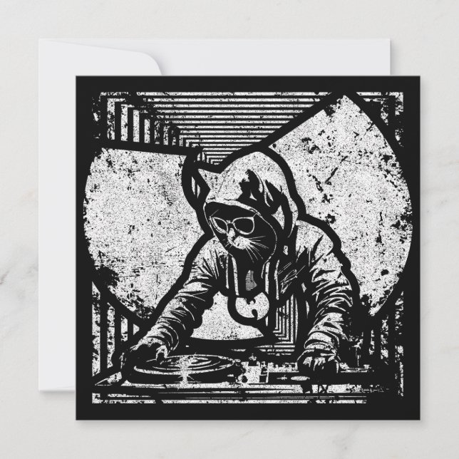 Wutang Cat DJ Stil Inbjudningar (Framsida)