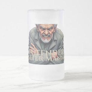 Wütender Alter Mann - Tecknad-Illustration Frostat Ölglas