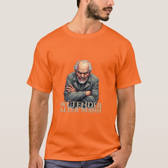 Wütender Alter Mann - Tecknad-Illustration T Shirt (Framsida)