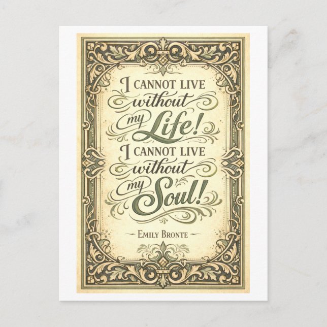 Wuthering Heights Bronte Quote Vykort (Framsida)