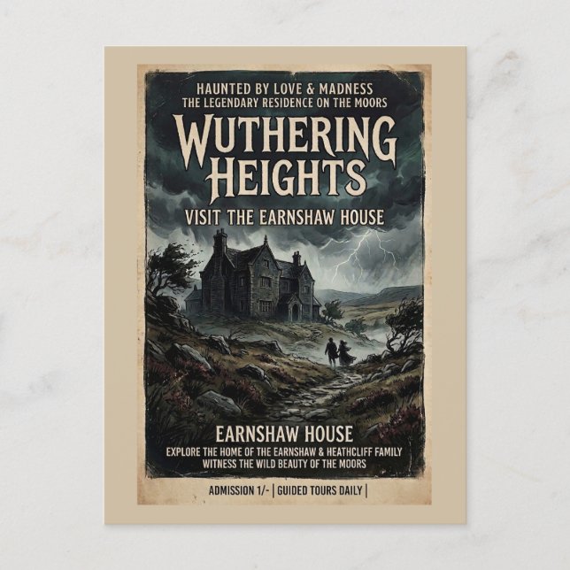 Wuthering Heights Gotisk Hedmark Vintage Resa Vykort (Framsida)