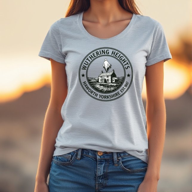Wuthering Heights-turnédesign T Shirt (Wuthering Heights Tour design T-Shirt
Wuthring heights logo design surrounding the moors ,a cottage )