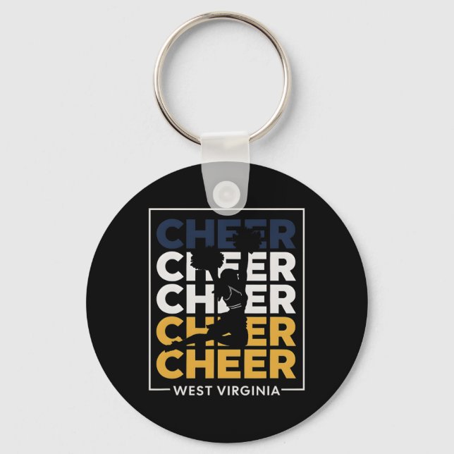 Wv Cheer West Virginia Cheerleader Cheerleading Da Nyckelring (Framsida)