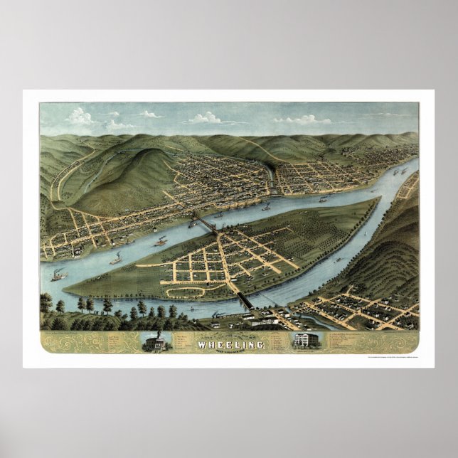 WV Panoramic Karta - 1870 Poster (Framsidan)
