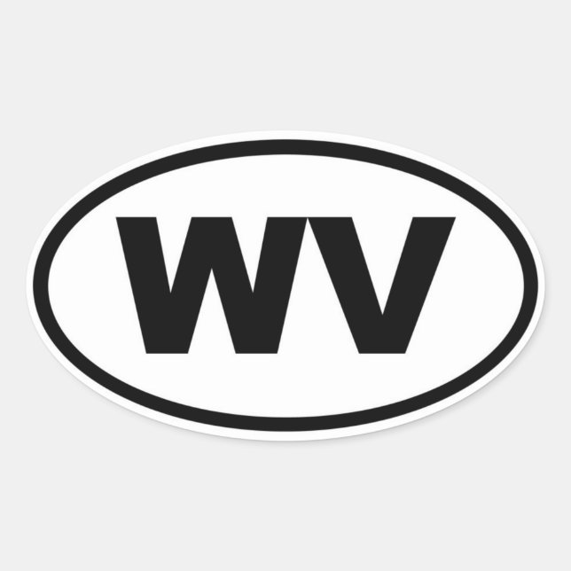 WV Väster Virginia Ovalt Klistermärke (Framsida)
