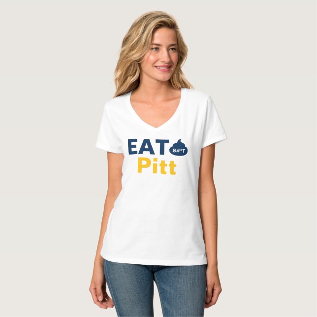 WV Womens Vneck Top Eat It Pitt  T Shirt (Hel framsida)