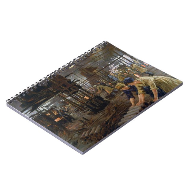 WW1 1918 Kvinnor som arbetar vid en fabrik i Munit Anteckningsbok (Vänstra Sidan)