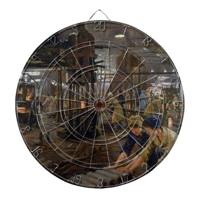 WW1 1918 Kvinnor som arbetar vid en fabrik i Munit Darttavla (Framsidan)