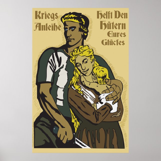 WW1 German Poster Kriegsanleihe, helft den Hütern (Framsidan)