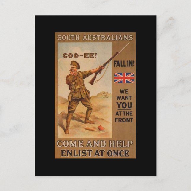 WW1-insamlingskort 1914 AUSTRALIA PROPAGANDA Vykort (Framsida)