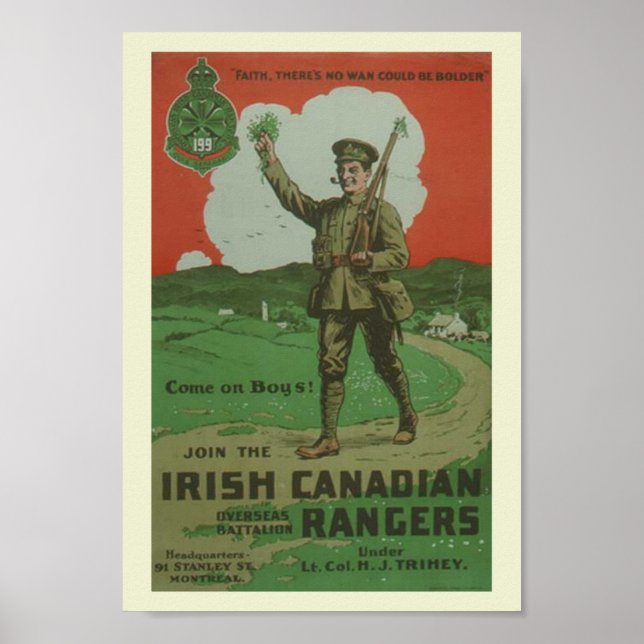 WW1 Irish Canadian Skogsväktares Poster (Framsidan)