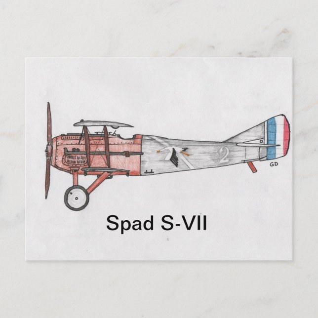 WW1 Spad S-VII Fighter Vykort (Framsida)