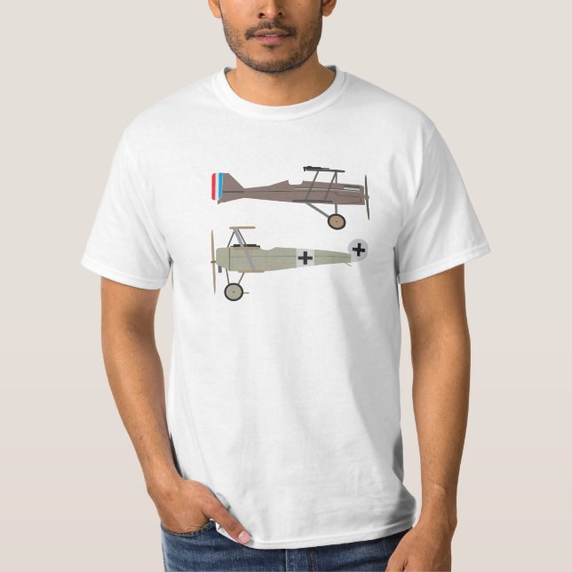 WW1-stridsflygplan - SE5 och Fokker Dr 1 Tee Shirt (Framsida)
