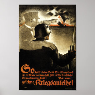 WW1 Tysk propaganda Köp Krig-obligationer Poster