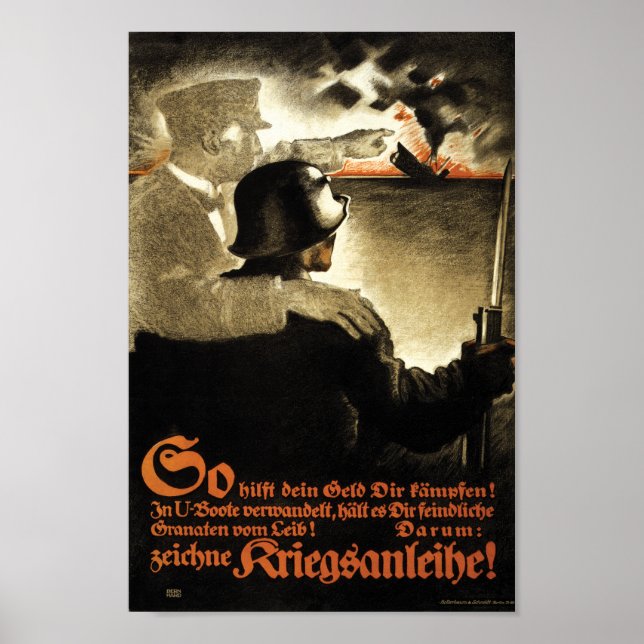 WW1 Tysk propaganda Köp Krig-obligationer Poster (Framsidan)