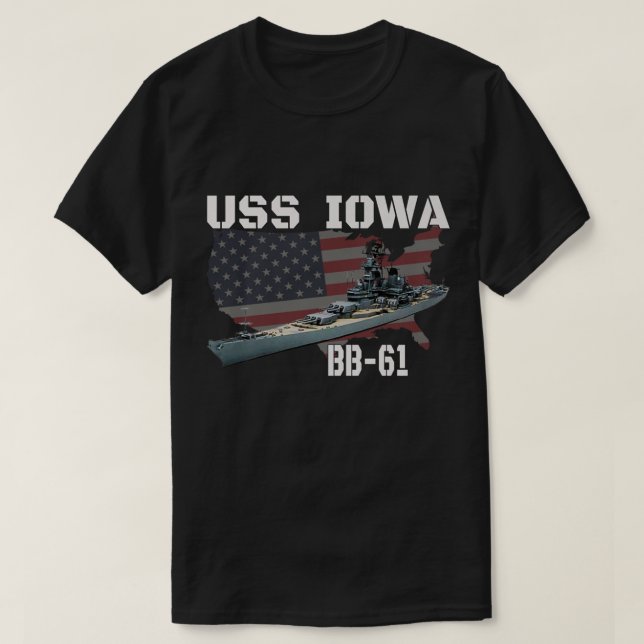 WW2 American Battleship USS Iowa Warship BB-61 Vet T Shirt (Design framsida)