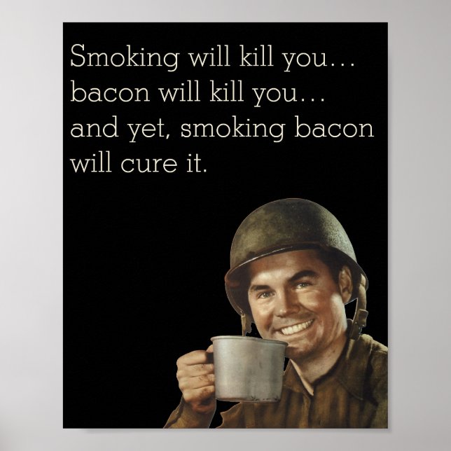 WW2-armén Guy Fab Funny Bacon Poster (Framsidan)