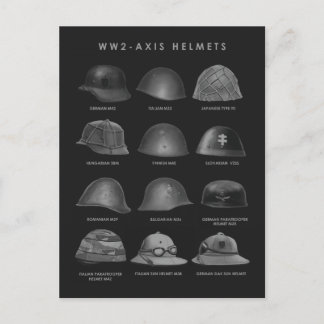 WW2 - Axis Helmets  Vykort