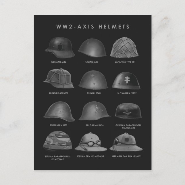WW2 - Axis Helmets  Vykort (Framsida)