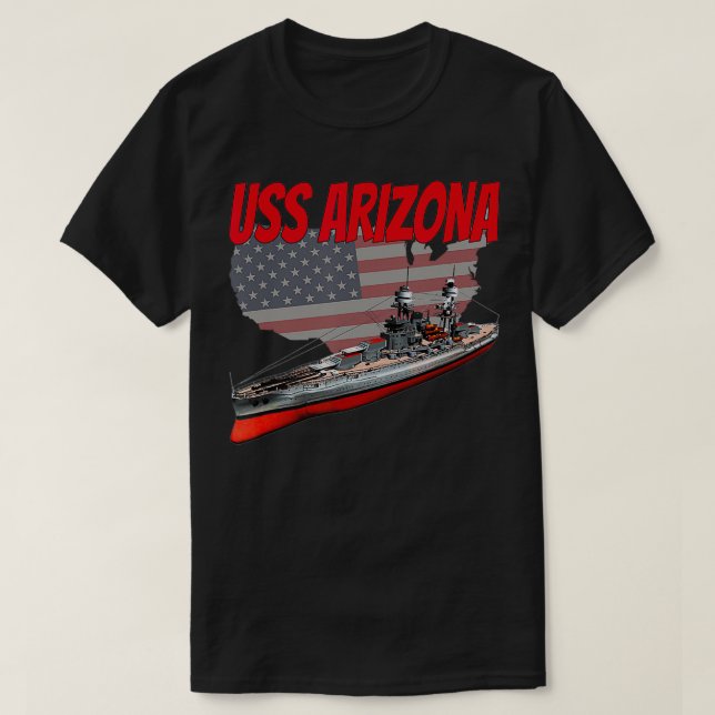 WW2 Battleshöft USS Arizona B39 Världskrig 2 Frakt T Shirt (Design framsida)